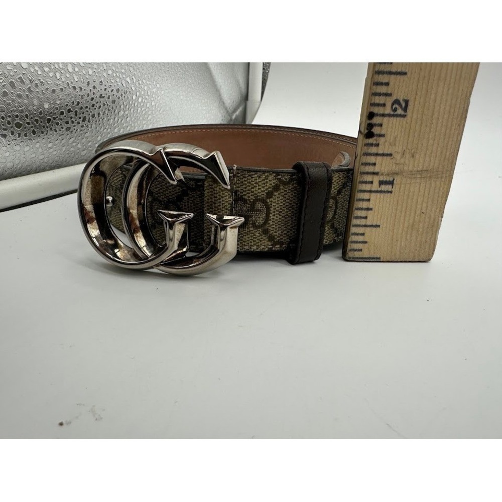 Gucci Interlocking G Belt GG Supreme Canvas Silver Buckle 245859 90 36 Mens